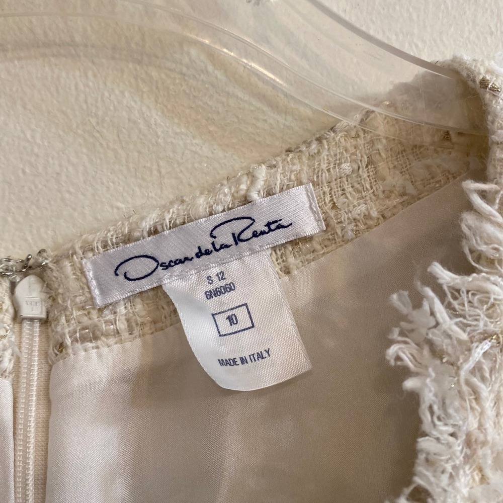 Oscar De La Renta Sheath Dress 10 Cream Tweed Wool Silk S12 Spring 2012 Runway - Picture 5 of 15